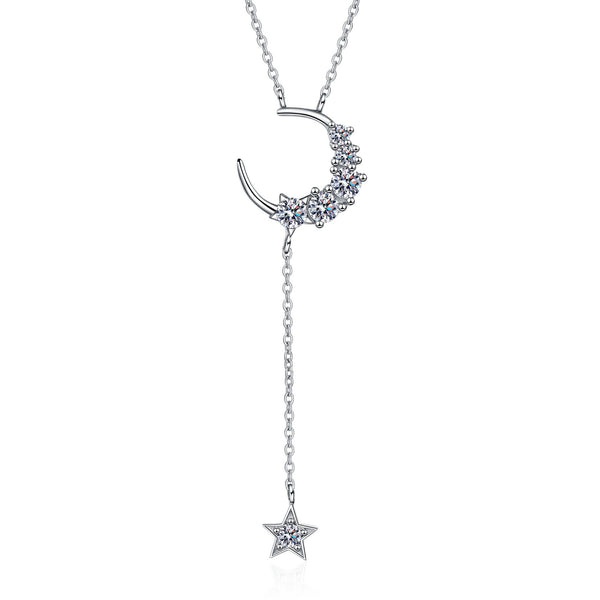 Moissanite Moon Star Wedding Necklace