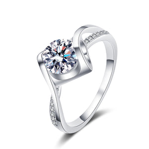 Moissanite Pave Bypass Engagement Ring