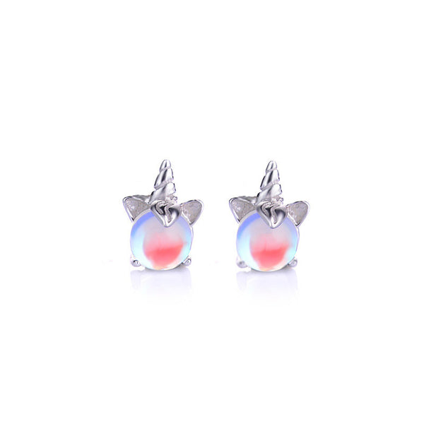 Unicorn Moonstone Tiny Stud Earrings