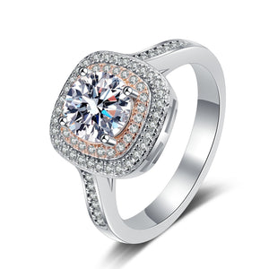 Moissanite Double Halo Pave Engagement Ring
