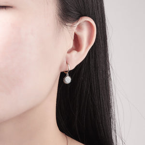 Sunflower Dangle Drop Hoop Earrings