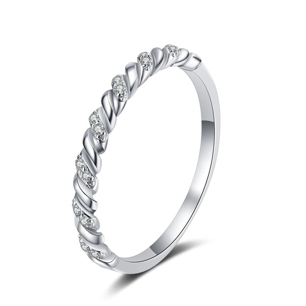 Moissanite Twisted Wedding Band Ring