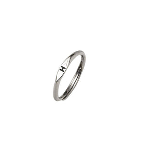 Silver Initial Letter Stacking Band Ring