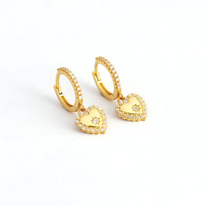 Heart Star Dangle Drop Hoop Earrings