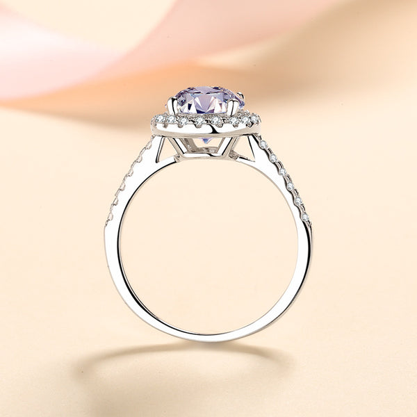 Oval Moissanite Halo Engagement Ring
