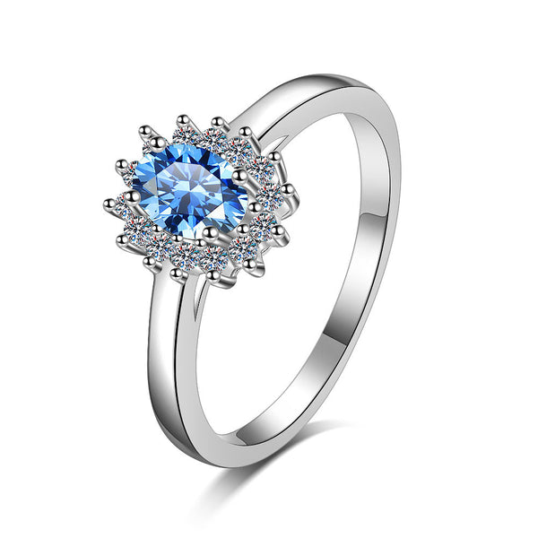 Royal Blue Moissanite Engagement Ring