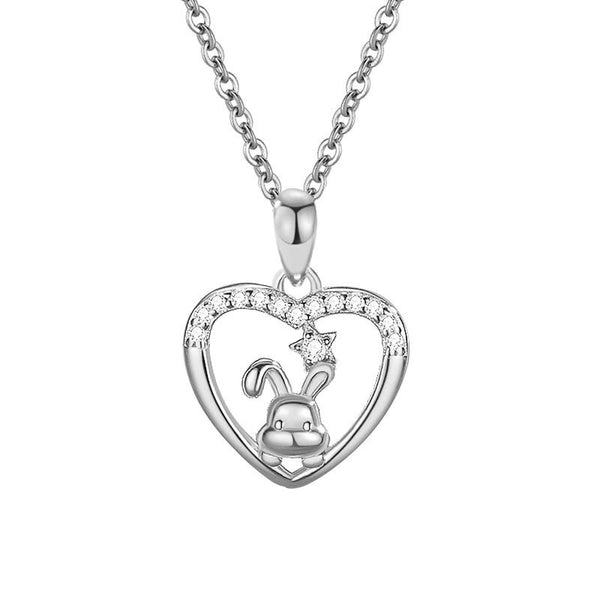 Bunny Rabbit Heart Necklace