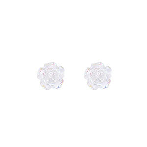 Mother of Pearl Rose Flower Stud Earrings