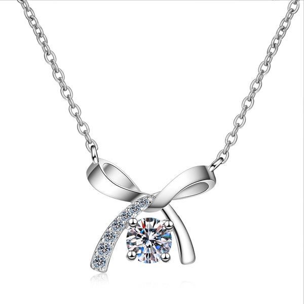 Four-Prong Bowknot Moissanite Necklace