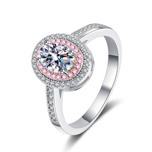 Bague de fiançailles double halo en moissanite ovale