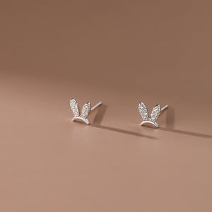 Tiny Small Bunny Rabbit Ear Stud Earrings
