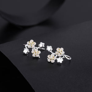 Cherry Blossom Flower Huggie Earrings