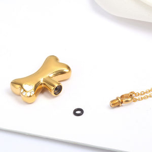 Dog Bone Urn Charm Pendant Necklace