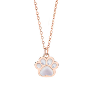 Mother Of Pearl Cat Paw Charm Necklace