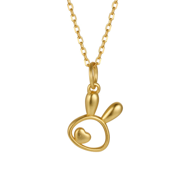 Cute Bunny Rabbit Heart Necklace