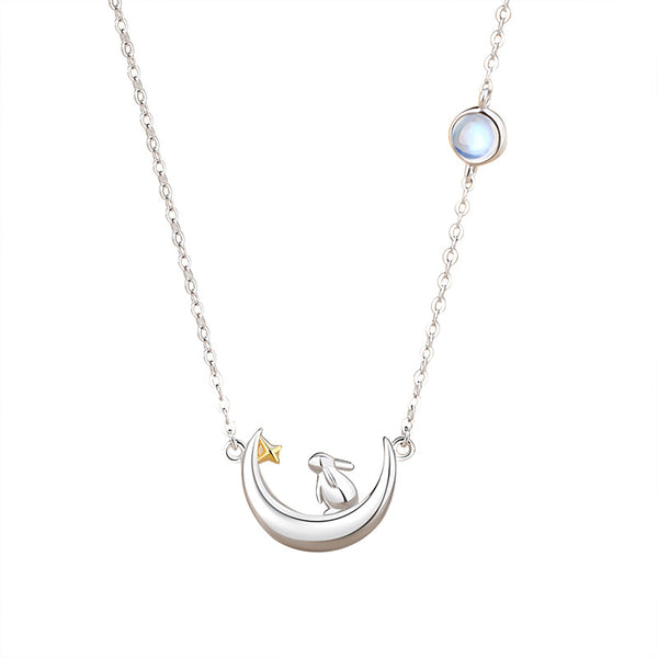 Moon Star Bunny Rabbit Necklace