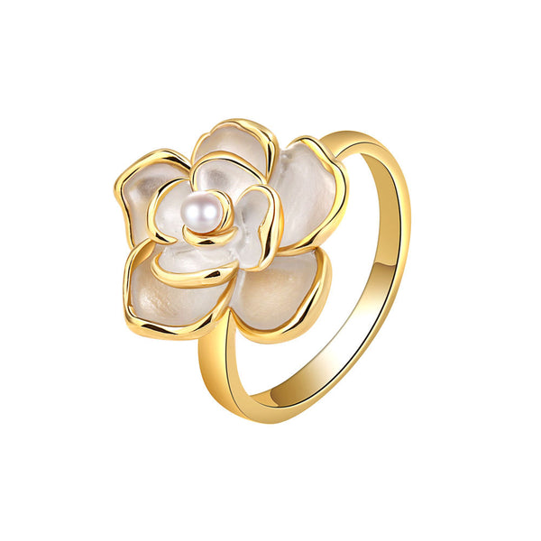 Camellia Flower Pearl Ring