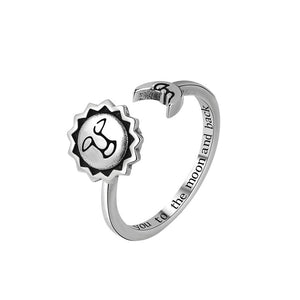Fidget Spinner Ring mit Sonne-Mond-Gesicht