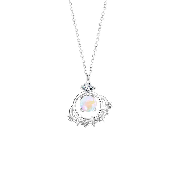 Silver Star Planet Pendant Necklace