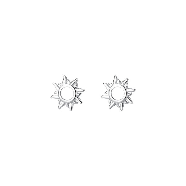 Dainty Silver Sun Stud Earrings