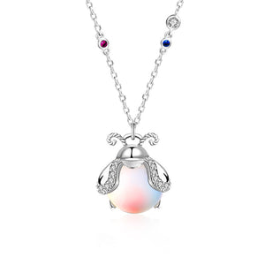 Moonstone Firefly Charm Pendant Necklace