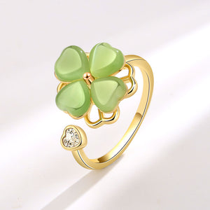 Green Four Leaf Clover Fidget Spinner Ring