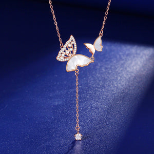 Mother Of Pearl Butterfly Pendant Necklace