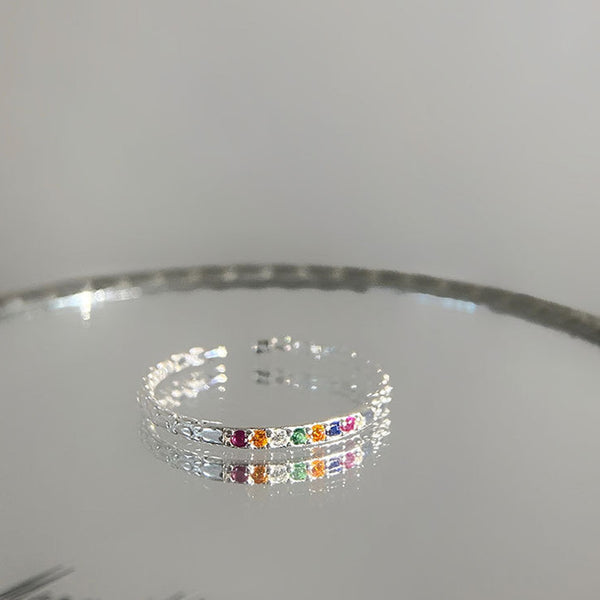 Rainbow Colored Gem Band Ring