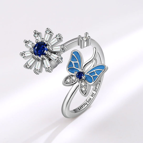 Snowflake Butterfly Anxiety Fidget Spinner Ring