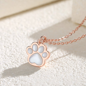 Mother Of Pearl Cat Paw Charm Necklace