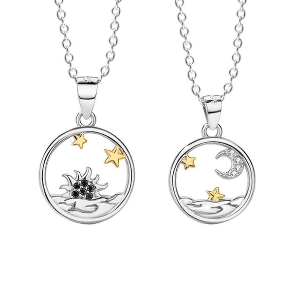 Sun Moon Star Couple Necklace