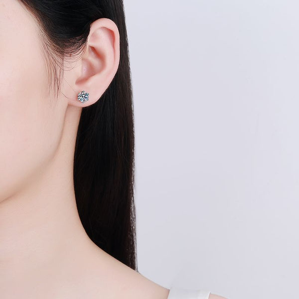 Six-Prong Moissanite Stud Earrings