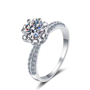 Moissanite Flower Crown Pave Engagement Ring