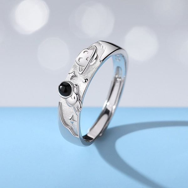 Astronaut Planet Space Couple Ring