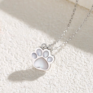 Mother Of Pearl Cat Paw Charm Necklace