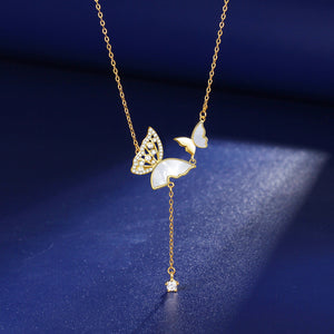 Mother Of Pearl Butterfly Pendant Necklace