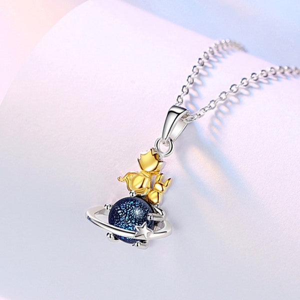 Little Prince Planet Moon Necklace