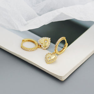Heart Star Dangle Drop Hoop Earrings