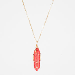 Crystal Raw Stone Healing Pendant Necklace
