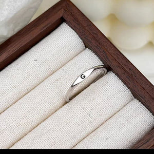 Silver Initial Letter Stacking Band Ring