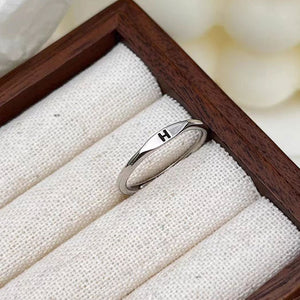 Silver Initial Letter Stacking Band Ring