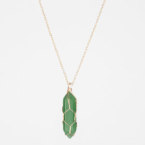 Crystal Raw Stone Healing Pendant Necklace