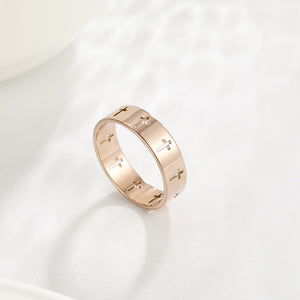 Hollow Cross Couple Matching Band Ring
