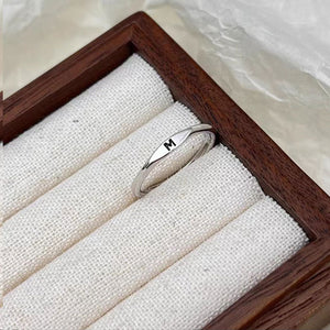 Silver Initial Letter Stacking Band Ring