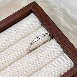 Silver Initial Letter Stacking Band Ring