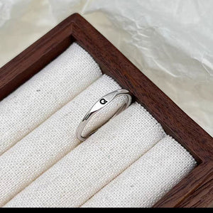 Silver Initial Letter Stacking Band Ring