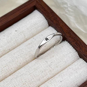Silver Initial Letter Stacking Band Ring
