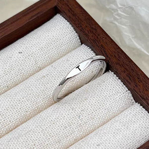 Silver Initial Letter Stacking Band Ring