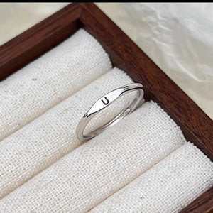 Silver Initial Letter Stacking Band Ring