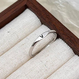 Silver Initial Letter Stacking Band Ring